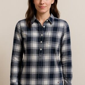 Tommy Hilfiger Navy and White Button Down Shirt